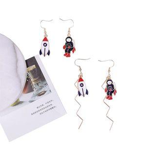Non-matching Astronaut & Rocket Dangle Earring