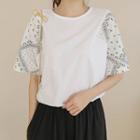 Dolman-sleeve Paisley-panel T-shirt