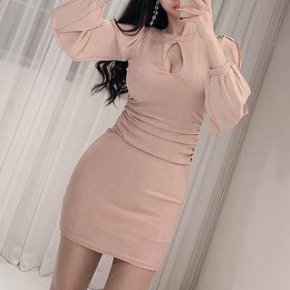 Lantern-sleeve Mini Sheath Dress
