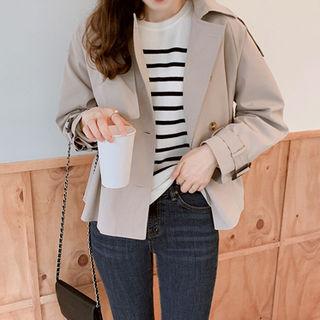 Double-breasted Flap-front Trench Jacket