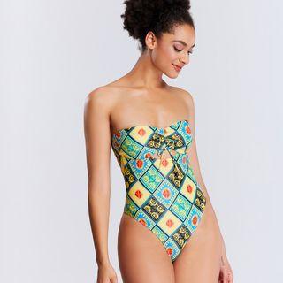 Patterned Strapless Swimsuit