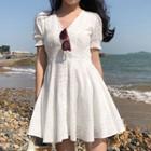 Eyelet Lace Short-sleeved Mini Dress