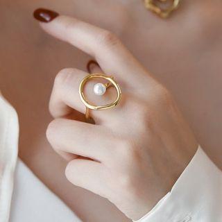 Faux Pearl Stainless Steel Ring