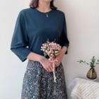 Mock Two-piece 3/4-sleeve Floral Dress
