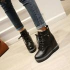 Fleece Lined Hidden Wedge Lace-up Short Boots
