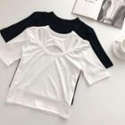 Short-sleeve Round-neck Asymmetrical T-shirt
