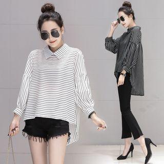 Striped Dip Back Chiffon Shirt