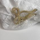 Bow Rhinestone Alloy Hair Clip 1pc - Gold - One Size