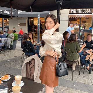Pleather A-line Skirt