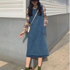 Sleeveless Knit Midi Dress Blue - One Size