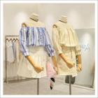 Striped Off Shoulder 3/4 Sleeve Blouse