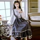 Set: Bow Accent Blouse + Tie Back Jumper Dress