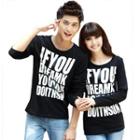 Couple Matching Lettering Long Sleeve T-shirt