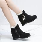 Hidden-wedge Fluffy Trim Ankle Boots
