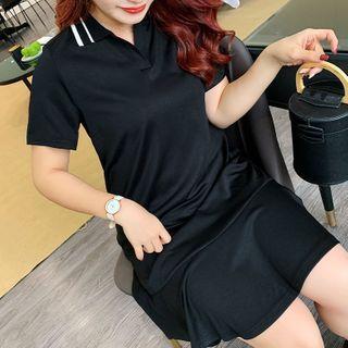 Short-sleeve Polo Shift Dress