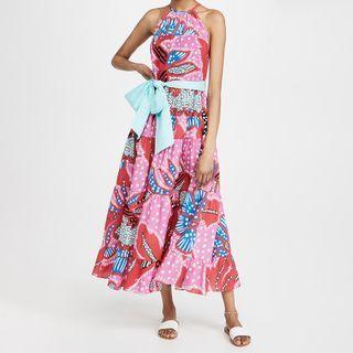 Spaghetti Strap Floral Mid A-line Dress