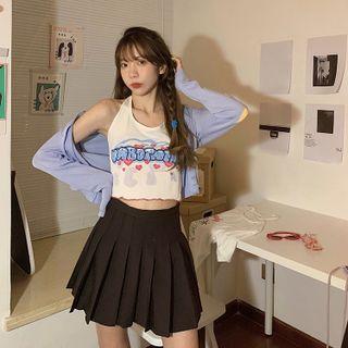 Halter-neck Lettering Crop Top / Mini Skirt / Cardigan