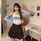 Halter-neck Lettering Crop Top / Mini Skirt / Cardigan