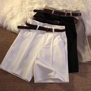 Set: Plain Shorts + Faux Leather Belt