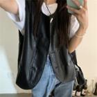 Double-breasted Faux Leather Vest