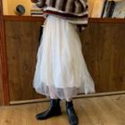 Mesh High-waist Pleated Skirt Beige - One Size