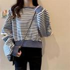 Striped Cutout Elbow Sweatshirt