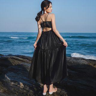 Spaghetti Strap Cutout A-line Maxi Dress