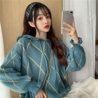 Frilled Trim Hooded Sweater