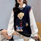 Embroidered Bear Knit Top
