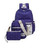 Set Of 3: Polka Dot Backpack + Shoulder Bag + Zip Pouch