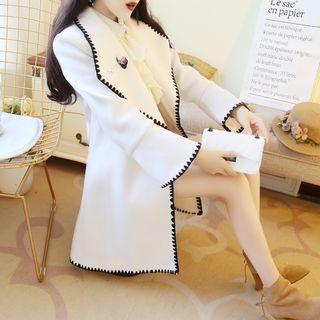 Contrast Trim Ruffled Coat