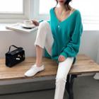 V-neck Oversized Rib-knit Top