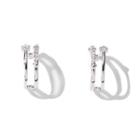 Rhinestone Layered Earring 1 Pair - Silver - One Size