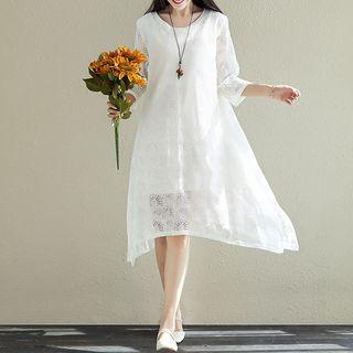 Asymmetrical Lace Semi Sleeve Dress