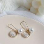 Rhinestone Hoop And Pearl Drop Earring 1 Pair - Gold - One Size