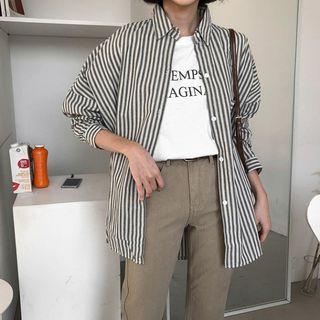 Dip-back Striped Loose-fit Shirt