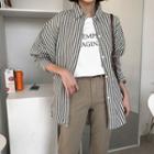 Dip-back Striped Loose-fit Shirt