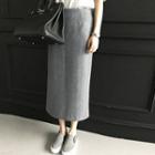 Wool Blend Long H-line Skirt