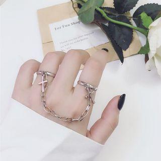 Cross Stainless Steel Ring / Cross Chained Stainless Steel Double Ring (various Designs)