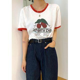 Cherry Print Ringer T-shirt