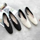 Faux-leather Panel Lace Flats