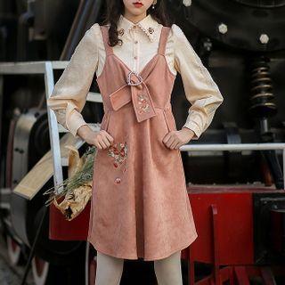 Flower Embroidered Overall Dress