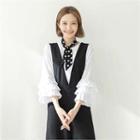Frill-tiered 3/4-sleeve T-shirt