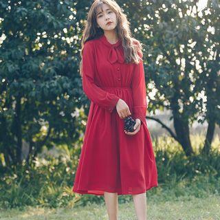 Bow Neck A-line Chiffon Dress
