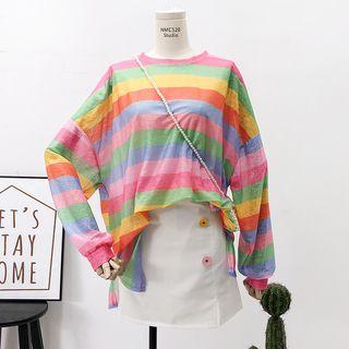 Rainbow-stripe Loose-fit Light Top