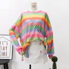 Rainbow-stripe Loose-fit Light Top