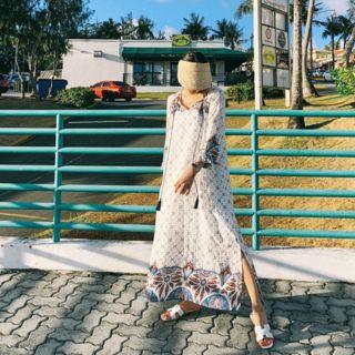 Tassel-detail Pattern Long Dress