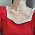 Faux Pearl Pendant Layered Necklace 1 Pc - Necklace - Gold - One Size