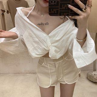 Long-sleeve Crop Top / Sweatshorts