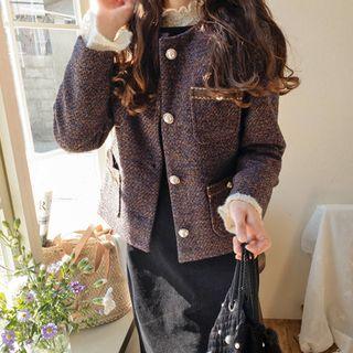 Faux-pearl Multi-pocket Tweed Jacket